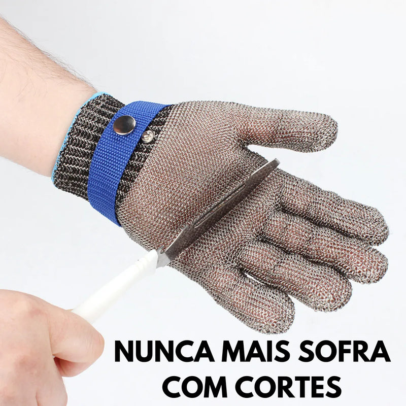 Luva Anti-Corte De Segurança Em Malha Metálica