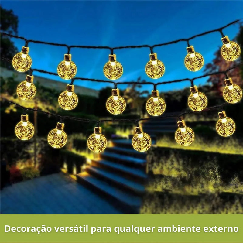 Cordão LED Solar Impermeável Jardim [DECORAÇÃO NATAL LUZ]