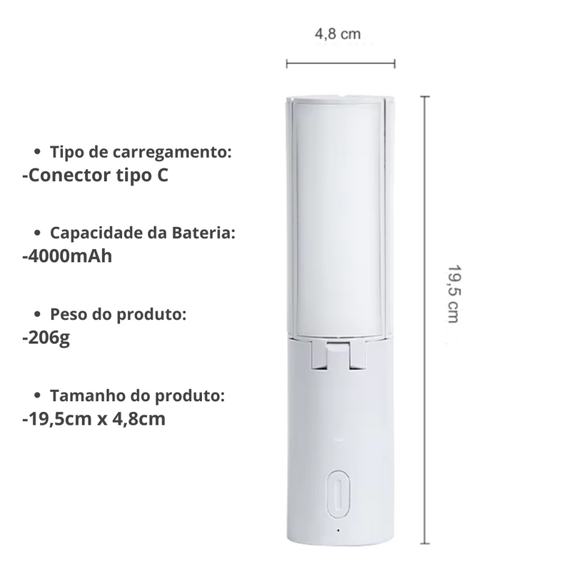 Lâmpada De Camping Recarregável Portátil Dobrável