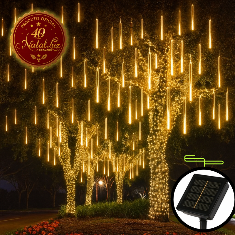Kit Led Solar Chuva Colorida Decoração Externa [DECORAÇÃO NATAL LUZ]