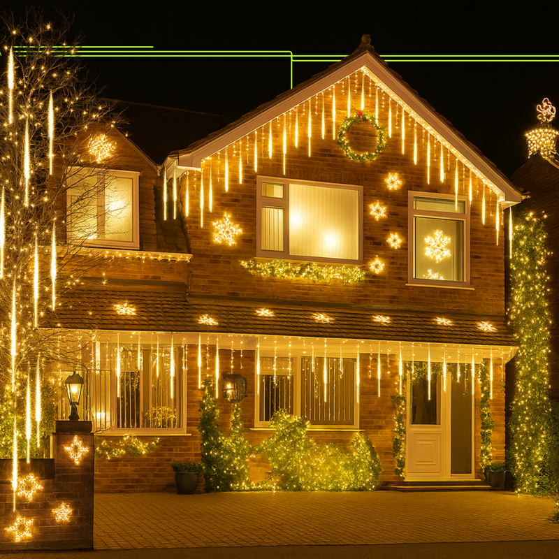 Kit Led Solar Chuva Colorida Decoração Externa [DECORAÇÃO NATAL LUZ]
