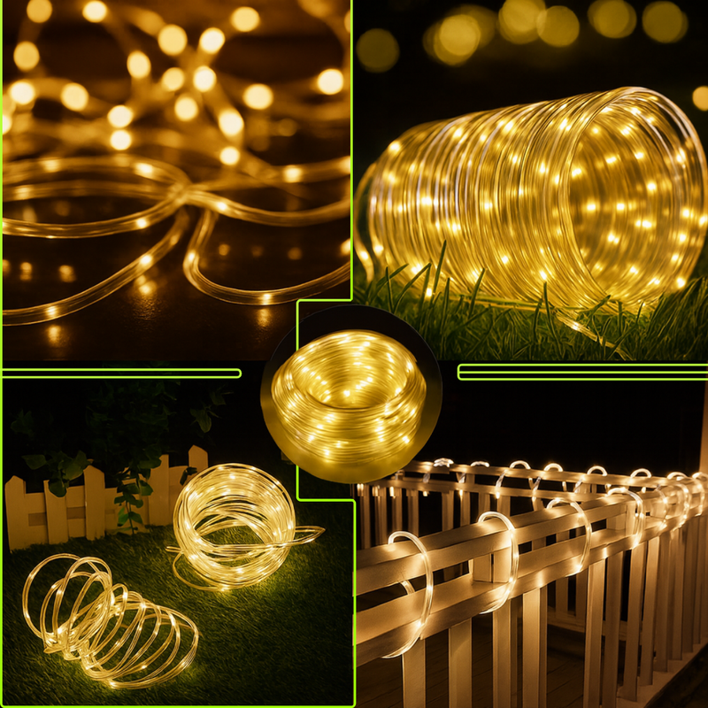 Tubo Corda LED Solar Decorativo Impermeável [DECORAÇÃO NATAL LUZ]