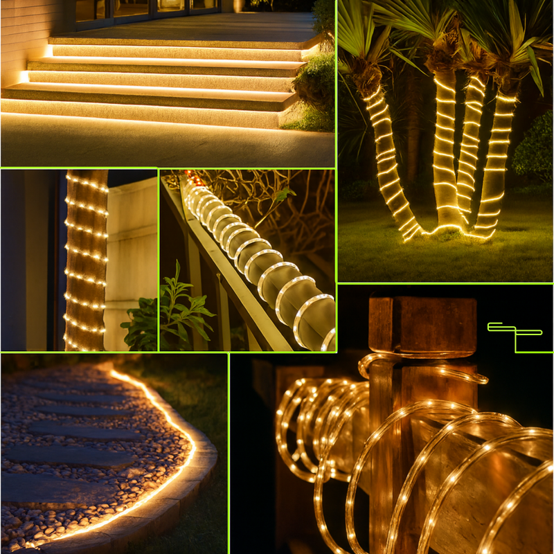 Tubo Corda LED Solar Decorativo Impermeável [DECORAÇÃO NATAL LUZ]