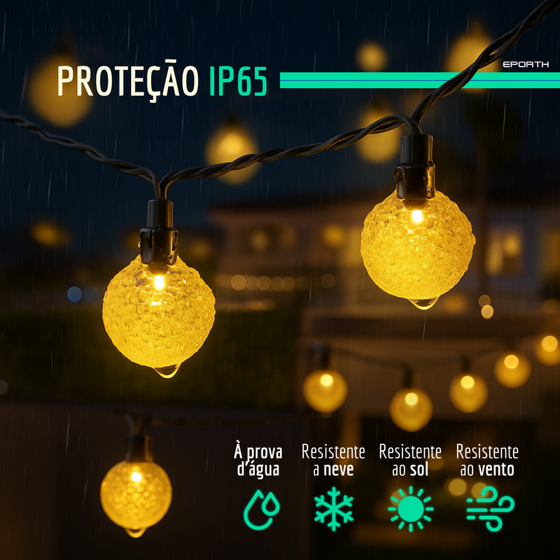 Cordão LED Solar Impermeável Jardim [DECORAÇÃO NATAL LUZ]