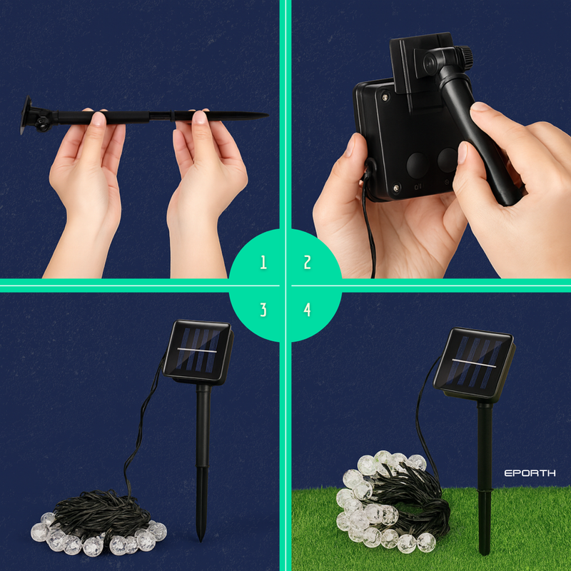 Cordão LED Solar Impermeável Jardim [DECORAÇÃO NATAL LUZ]