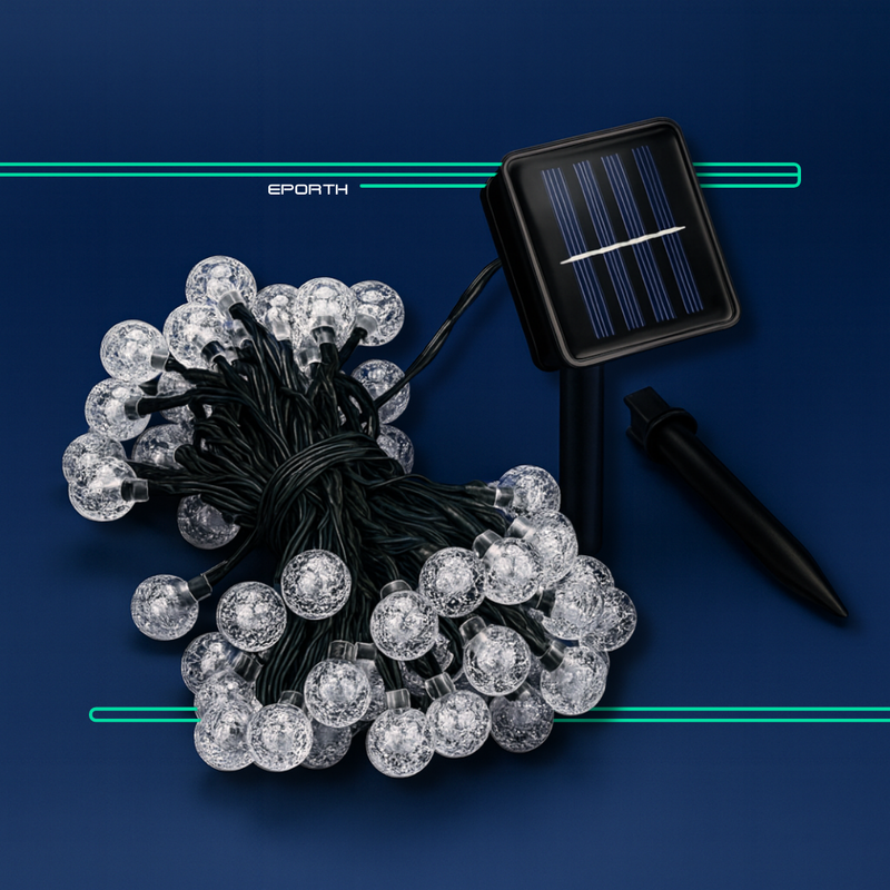 Cordão LED Solar Impermeável Jardim [DECORAÇÃO NATAL LUZ]