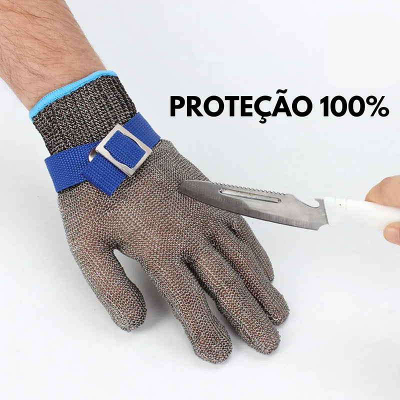 Luva Anti-Corte De Segurança Em Malha Metálica
