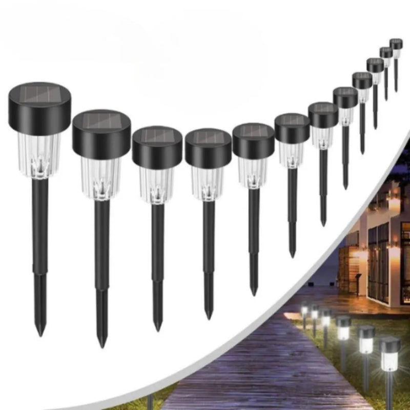 Kit 12 Unidades Balizador Solar Jardim LED Decorativo