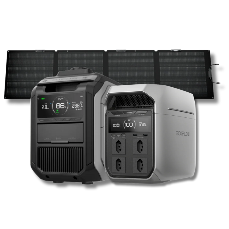 Kit Anti-apagão Ecoflow Estação De Energia + Gerador Bicombustível + Painel Solar
