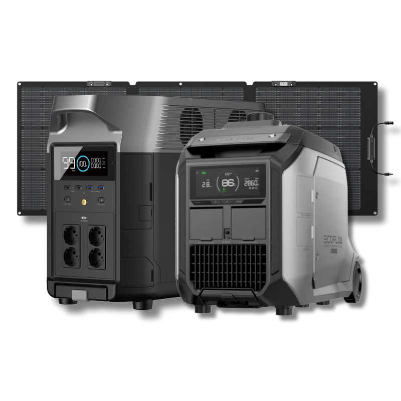 Kit Anti-apagão Ecoflow Estação De Energia + Gerador Bicombustível + Painel Solar