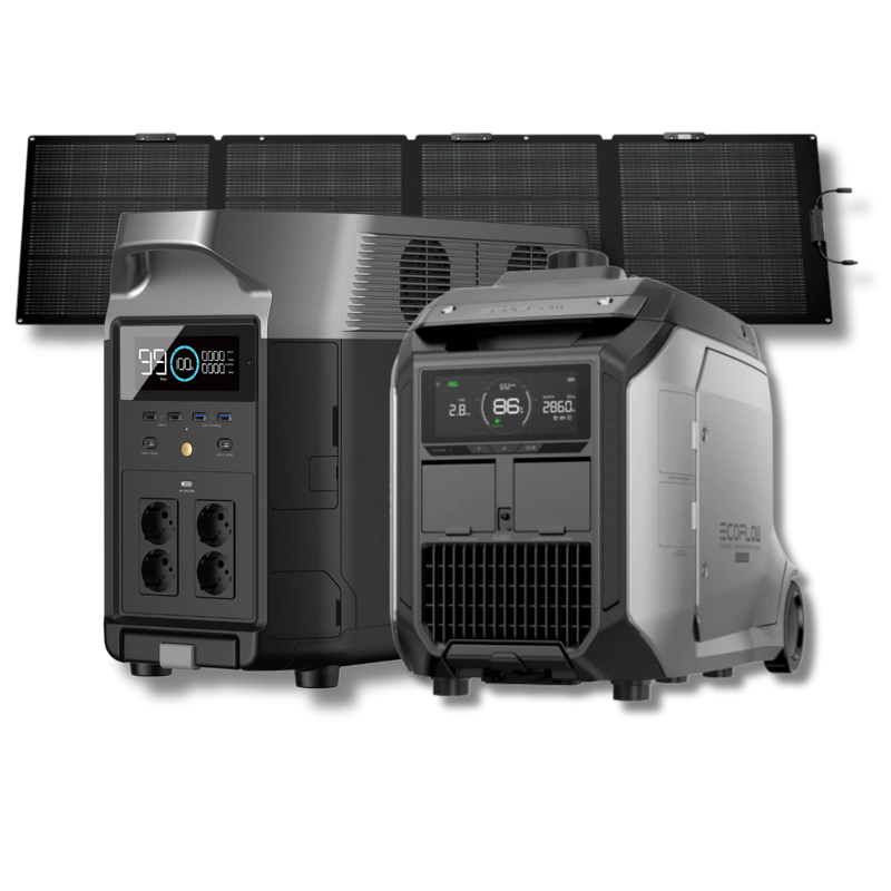 Kit Anti-apagão Ecoflow Estação De Energia + Gerador Bicombustível + Painel Solar