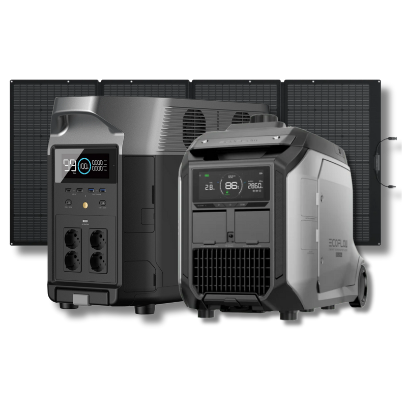 Kit Anti-apagão Ecoflow Estação De Energia + Gerador Bicombustível + Painel Solar