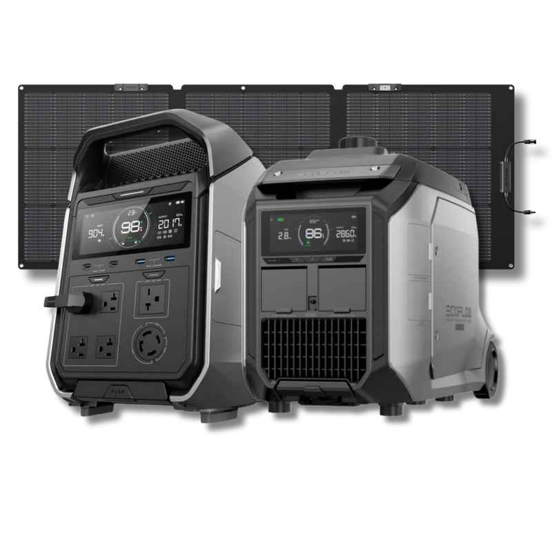 Kit Anti-apagão Ecoflow Estação De Energia + Gerador Bicombustível + Painel Solar