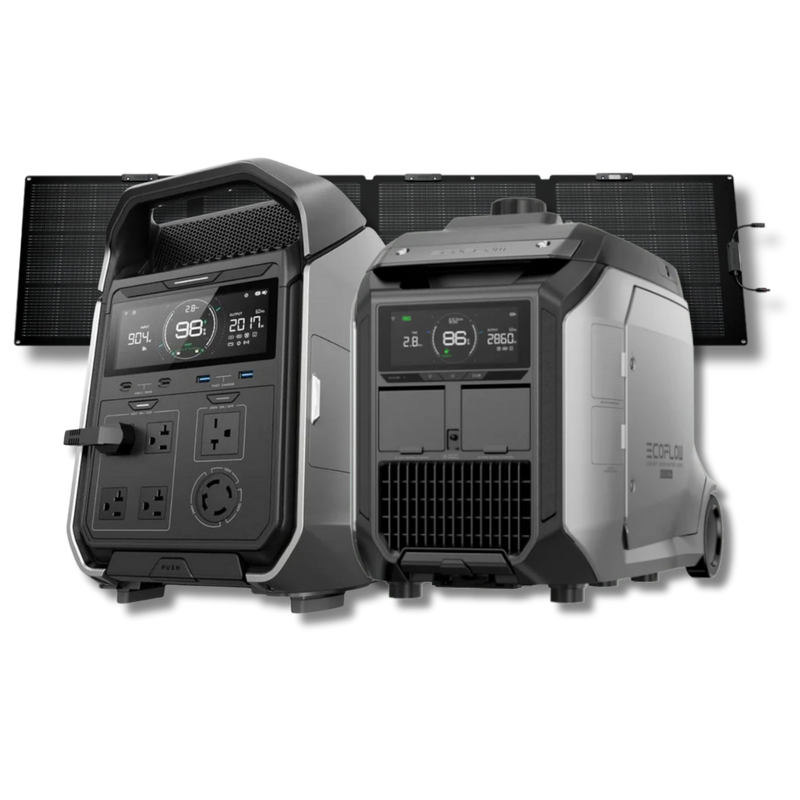 Kit Anti-apagão Ecoflow Estação De Energia + Gerador Bicombustível + Painel Solar