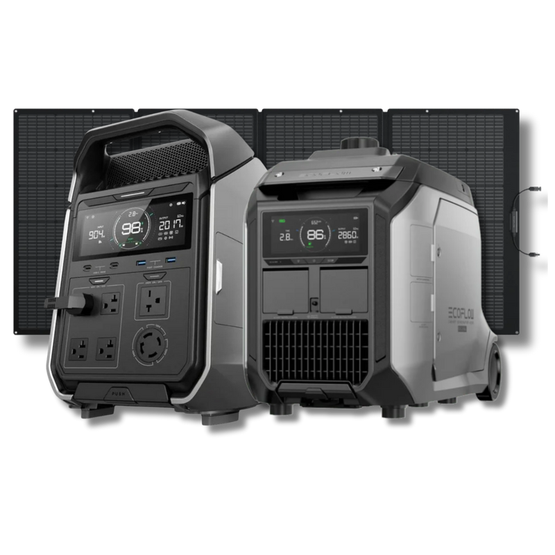 Kit Anti-apagão Ecoflow Estação De Energia + Gerador Bicombustível + Painel Solar