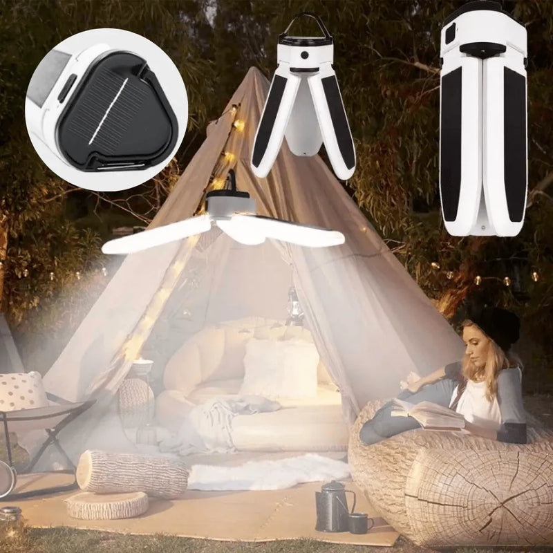 Lanterna Solar Portátil Acampamento Recarregável LED [S.O.S. 5 MODOS]