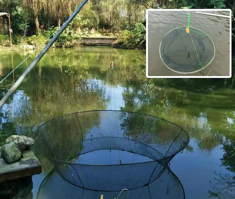 Rede De Pesca Dobrável Com Bolsa Para Isca