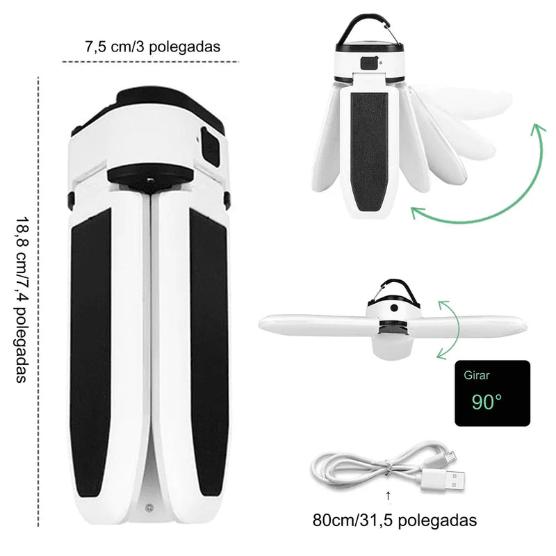 Lanterna Solar Portátil Acampamento Recarregável LED [S.O.S. 5 MODOS]