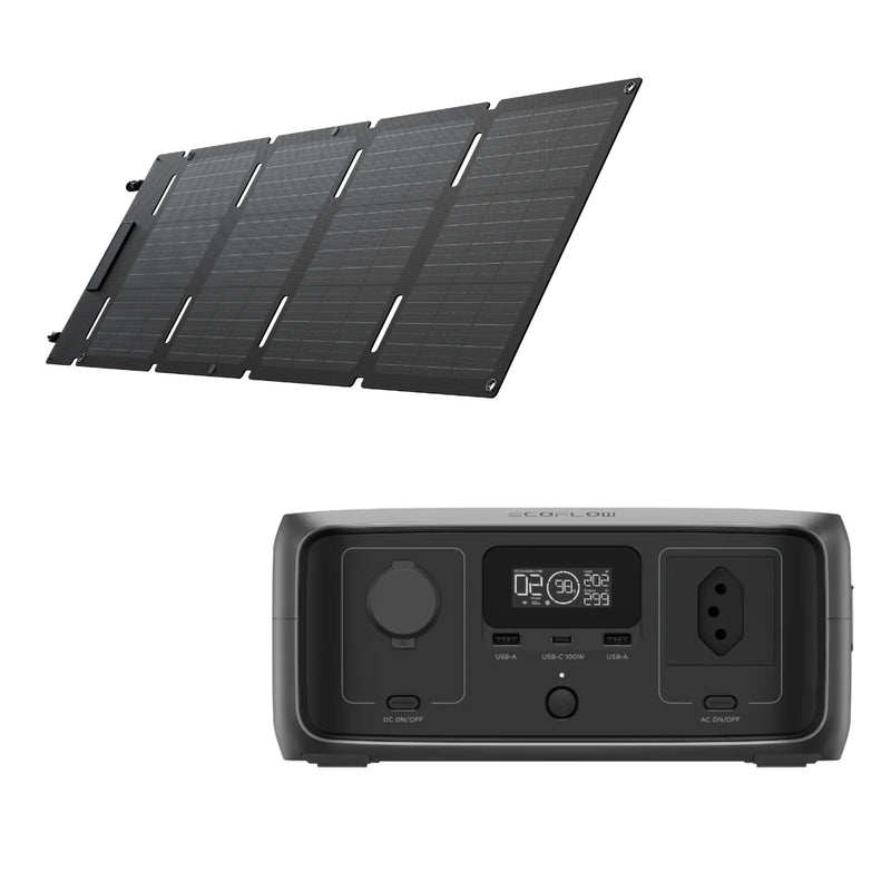 Kit Gerador Estação De Energia Portátil River 3 + Painel Solar Portátil 60W Ecoflow