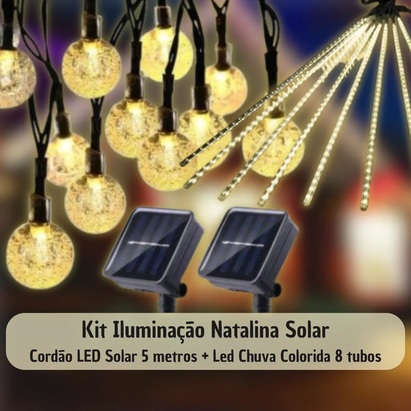 Kit Iluminação Natalina Solar [DECORAÇÃO NATAL ANO NOVO]
