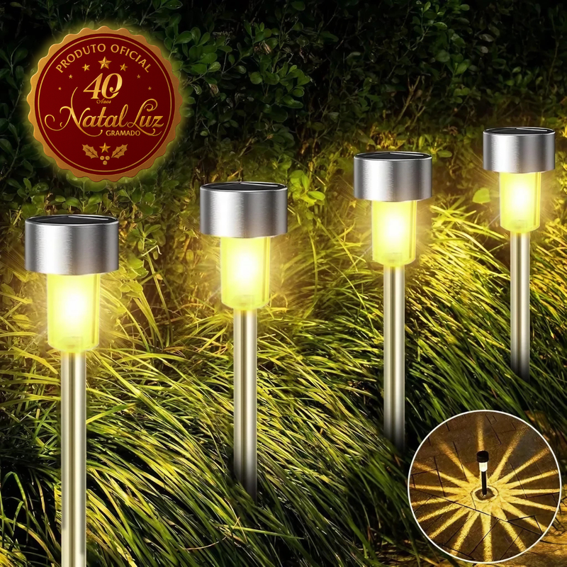 Balizador Solar Jardim Estelar Kit 12 Unidades [DECORAÇÃO NATAL LUZ]