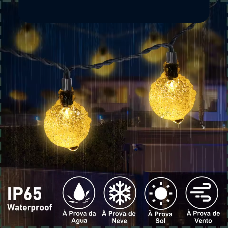 Cordão LED Solar Impermeável Jardim [DECORAÇÃO NATAL LUZ]