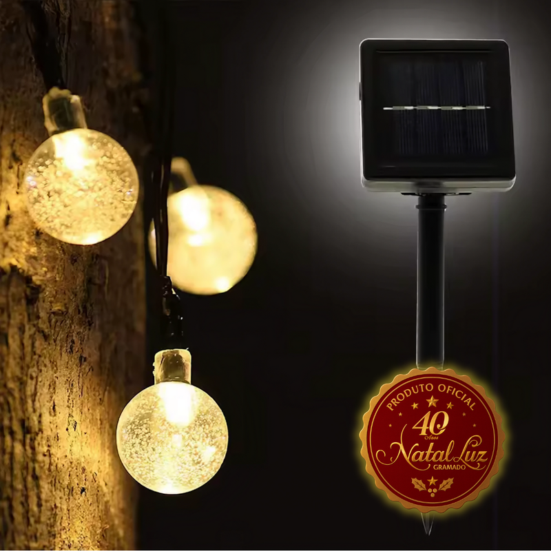 Cordão LED Solar Impermeável Jardim [DECORAÇÃO NATAL LUZ]