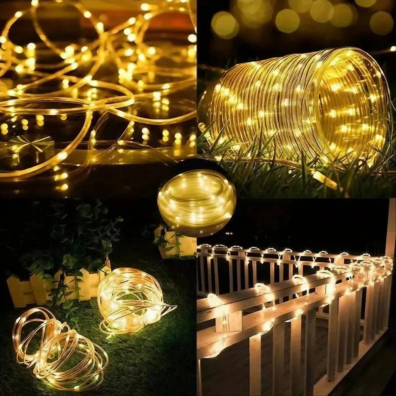 Tubo Corda LED Solar Decorativo Impermeável [DECORAÇÃO NATAL LUZ]