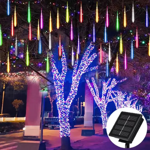 Kit Led Solar Chuva Colorida Decoração Externa  [DECORAÇÃO NATAL ANO NOVO]