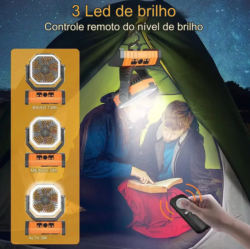 VortexCool 360° [Ventilador Recarregável Portátil Com Luz LED]