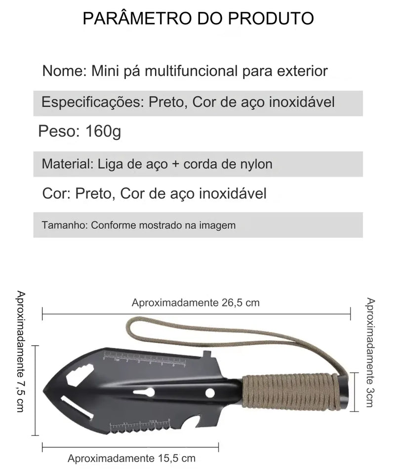 Pá Multiuso Para Camping 5 Em 1