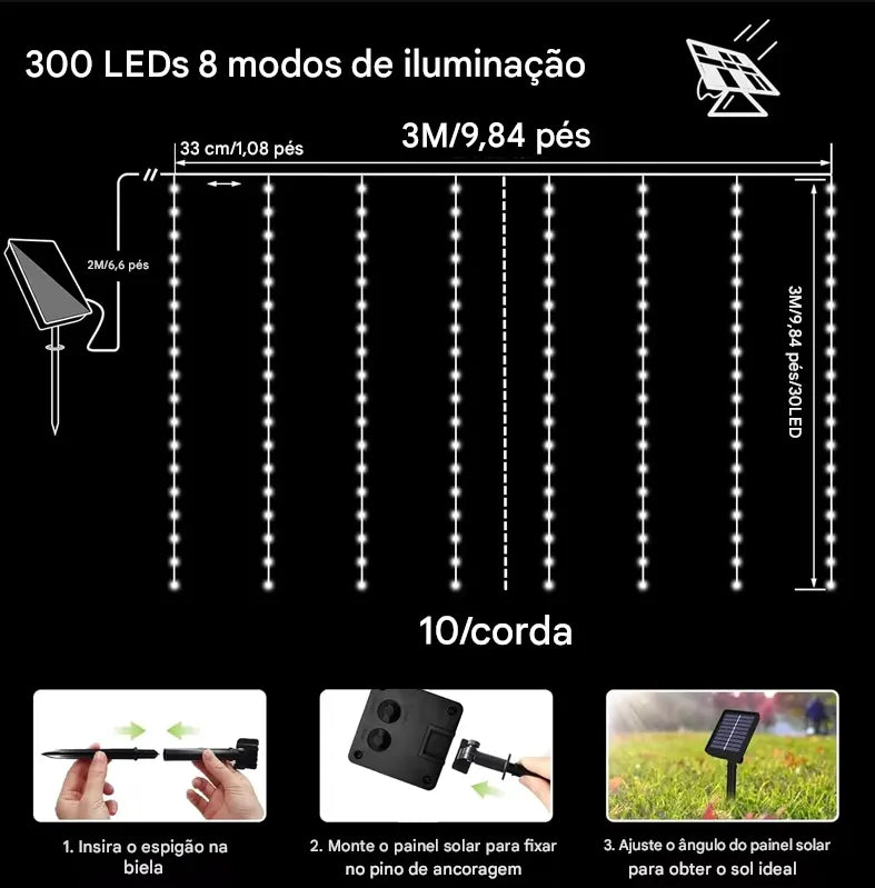 Luzes De Cortina Solar LumiGlow