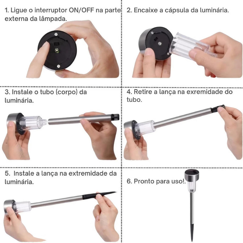 Balizador Solar Jardim Estelar Kit 12 Unidades [DECORAÇÃO NATAL LUZ]