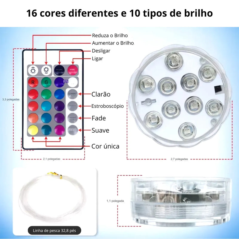 Luminárias De Piscina RGB [Kit Sem Fio]