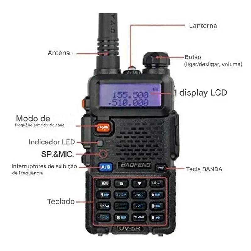 Rádio Comunicador Baofeng Dual Band UV5R [2 UNIDADES]