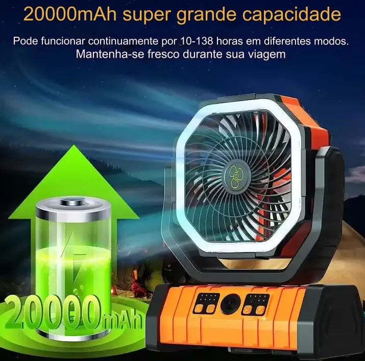 VortexCool 360° [Ventilador Recarregável Portátil Com Luz LED]