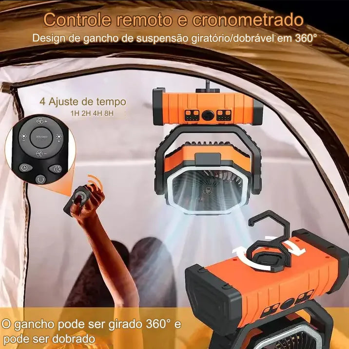 VortexCool 360° [Ventilador Recarregável Portátil Com Luz LED]