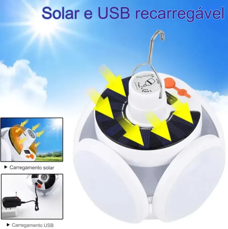 Lâmpada Tocha Solar LED 110W Para Camping