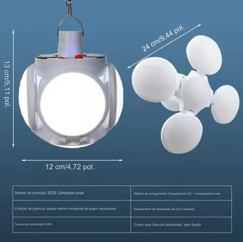 Lâmpada Tocha Solar LED 110W Para Camping