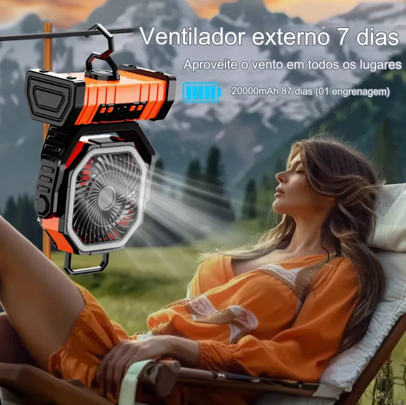 VortexCool 360° [Ventilador Recarregável Portátil Com Luz LED]
